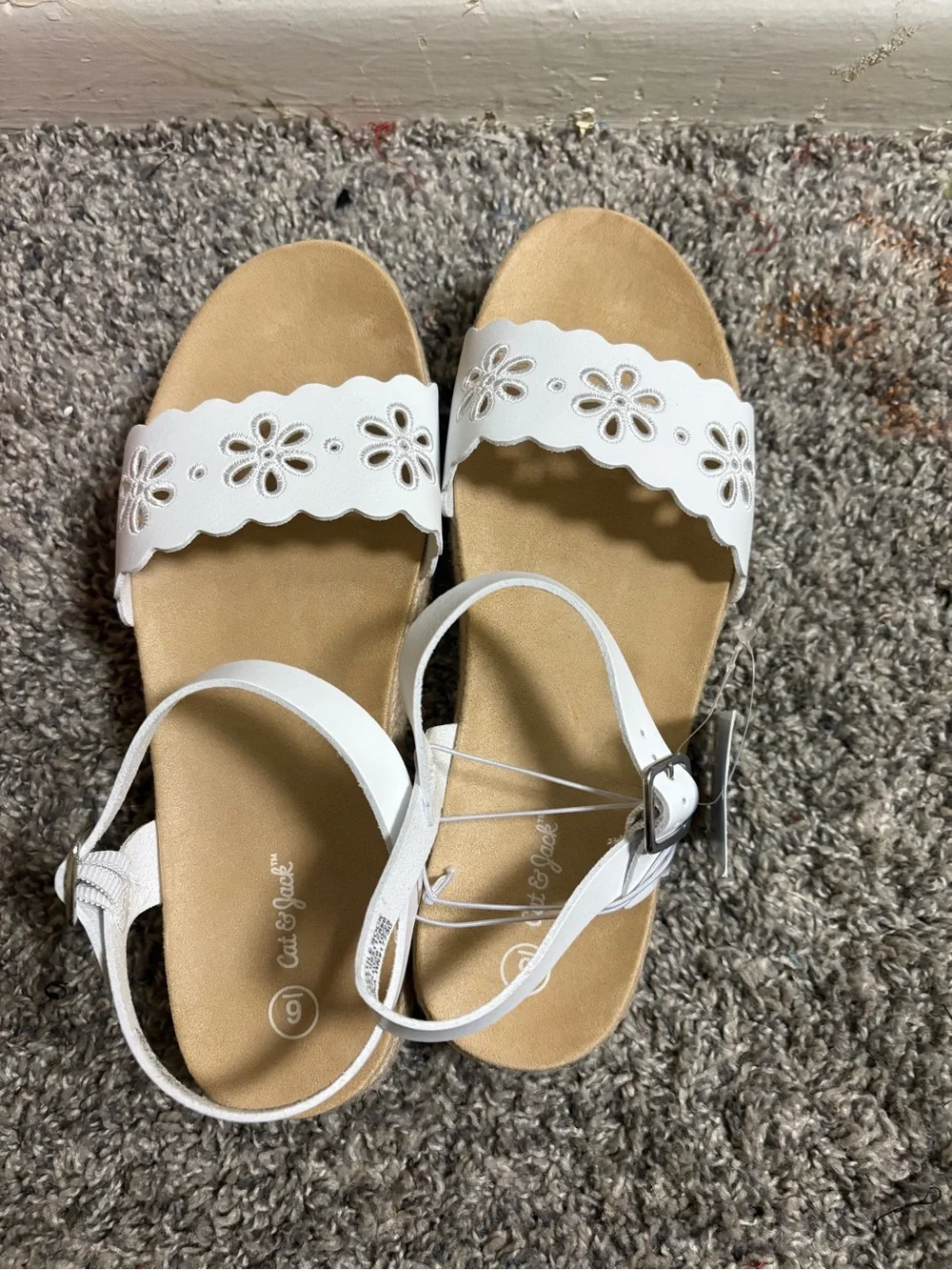 Cat & Jack White Floral Cutout Platform Sandals